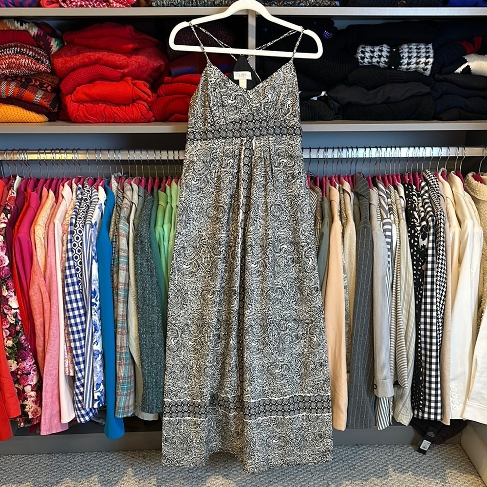 Lost black/white print side zip closure sleeveless midi dress size 2P